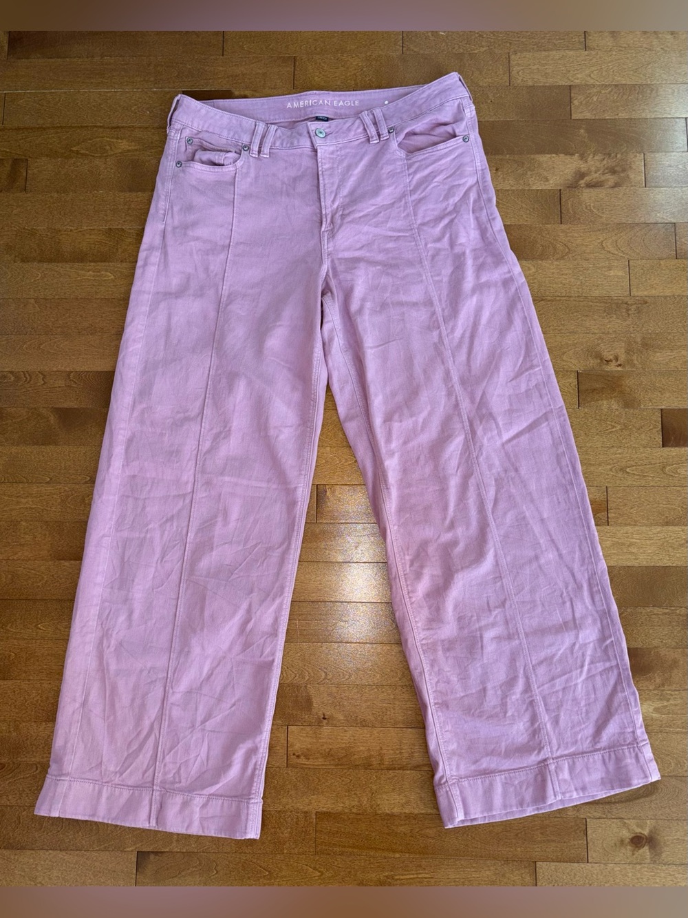 American Eagle Low-Rise Baggy Wide Leg Pink Jeans - Size 14 Long